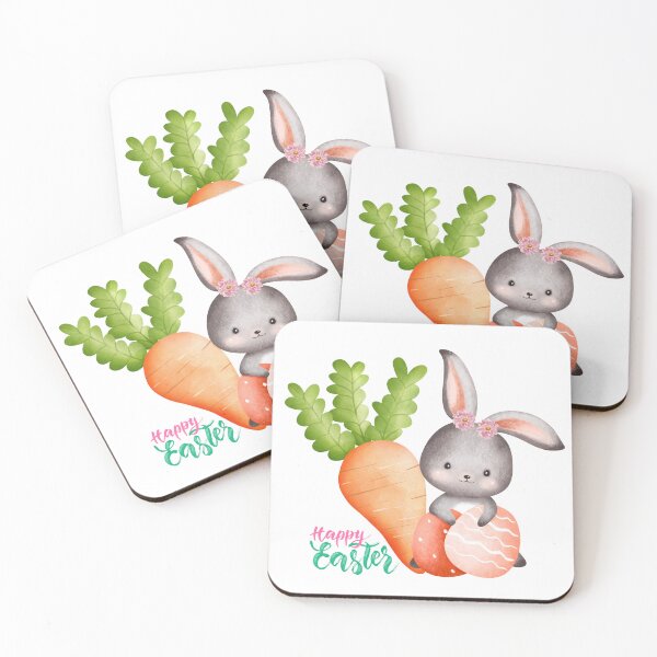Item preview, Gray bunny with carrot and easter eggs designed and sold by LaUnArt.