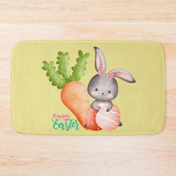 Item preview, Gray bunny with carrot and easter eggs designed and sold by LaUnArt.