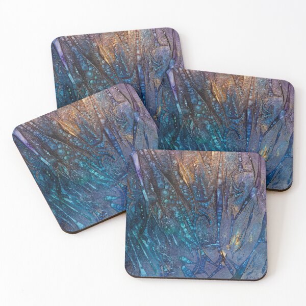 Item preview, Opague Strategies: Botanically inspired abstract with bright colors and metallic copper. designed and sold by mcornelius.
