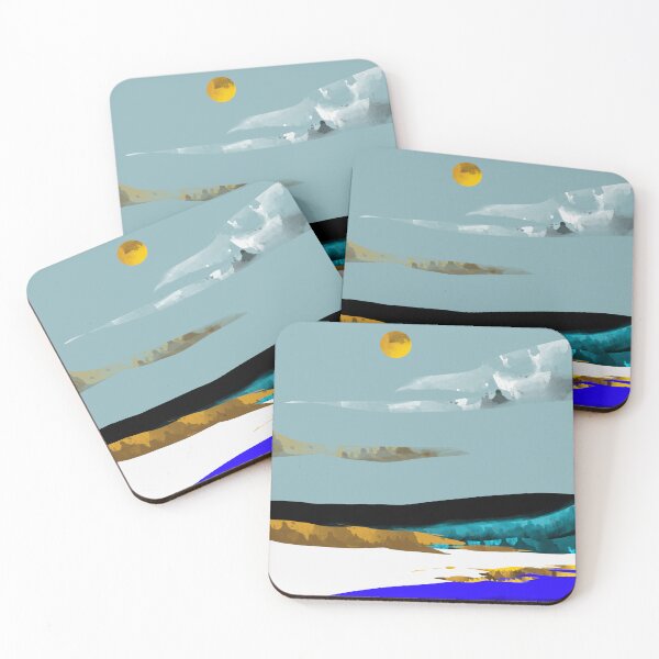 Item preview, Duality & Intention, Abstract Nature Landscape Adventure Painting, Travel Mountains Sun Sky Scandinavian Clouds designed and sold by 83oranges.com.