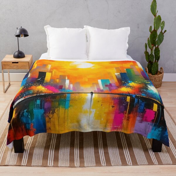 Item preview, Beyond the Horizon – Vibrant Abstract Cityscape at Sunset designed and sold by SparkyBamBam.