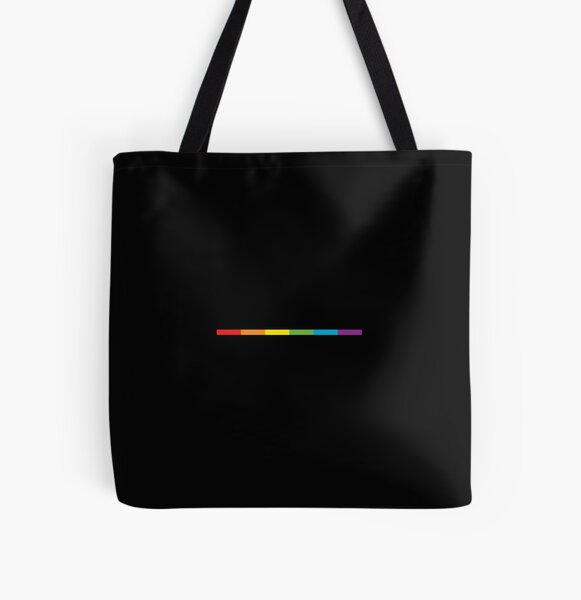 Drapeau arc-en-ciel moderne subtil mince LGBT sur fierté bisexuelle lesbienne gay noire Tote bag doublé