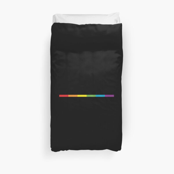 LGBT thin subtle modern rainbow flag on black Gay Lesbian Bisexual Pride Duvet Cover