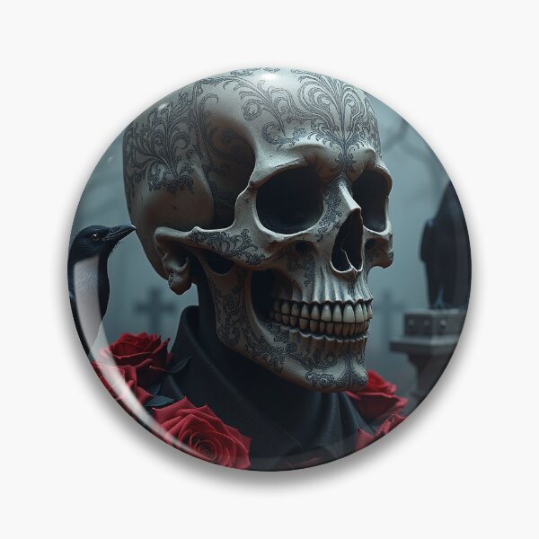 Item preview, Gothic Skull with Baroque Patterns & Ravens – Dark Eerie Design designed and sold by Srahul.