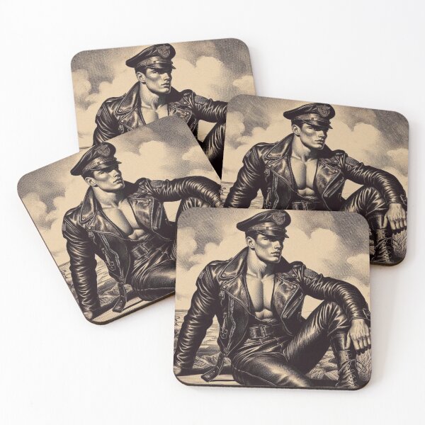 Item preview, Vintage 1940's Leather Biker 'The Thinker' German Leder Pride Tom of Finland Tribute Graphic Design designed and sold by ItsAKinkThing.