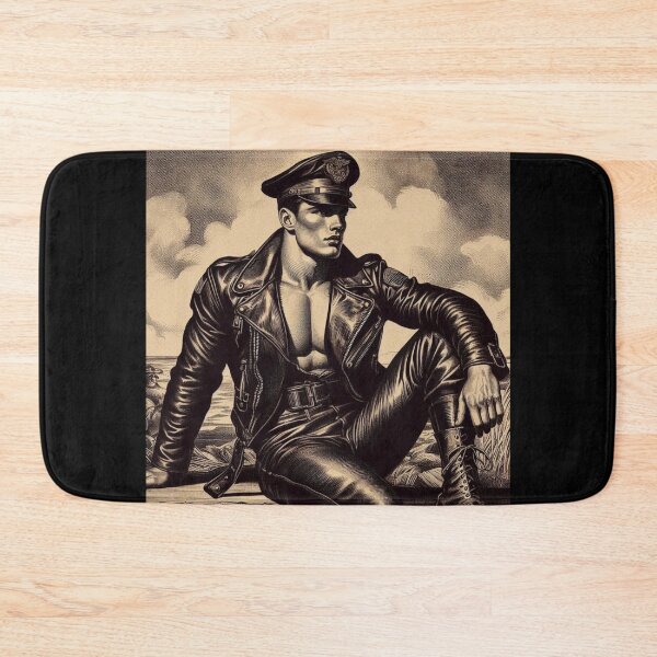 Item preview, Vintage 1940's Leather Biker 'The Thinker' German Leder Pride Tom of Finland Tribute Graphic Design designed and sold by ItsAKinkThing.