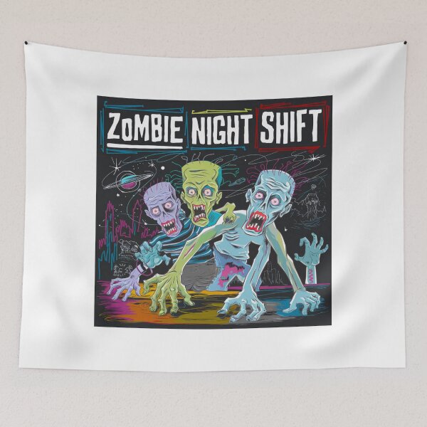 Item preview, Zombie night shift, undead, spooky, funnyfits70, Humor, Funny, retro, vintage, funny quotes, animal humor, designed and sold by FunnyFits70.