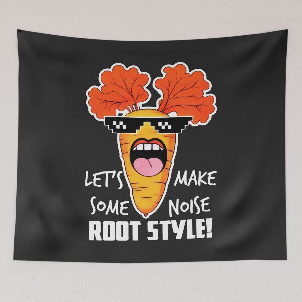Item preview, Let’S Make Some Noise Root Style Carrot Shouts In Black And White designed and sold by SplashTastic.