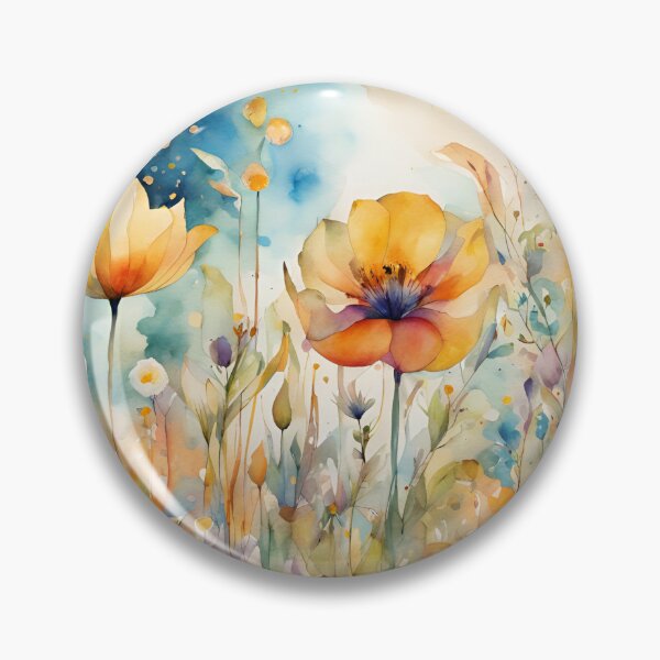 Item preview,    Watercolor Florals Pattern , Mandala ,Pastel Gold  Blue Orange,  Feminine Romantic Elegant Pattern designed and sold by KolorellaS.