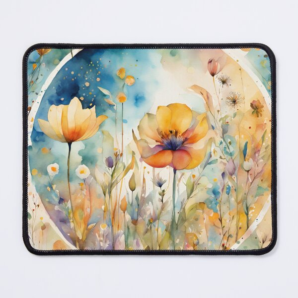 Item preview, Watercolor Florals Pattern , Mandala ,Pastel Gold Blue Orange, Feminine Romantic Elegant Pattern designed and sold by KolorellaS.