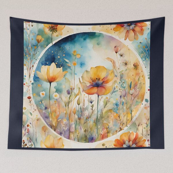 Item preview,    Watercolor Florals Pattern , Mandala ,Pastel Gold  Blue Orange,  Feminine Romantic Elegant Pattern designed and sold by KolorellaS.