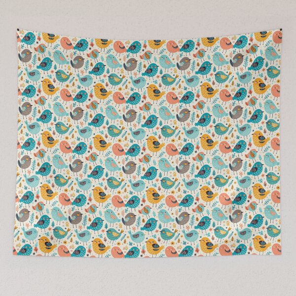 Item preview, Playful birds and bright colors create a joyful backdrop designed and sold by Vanich-Panich.