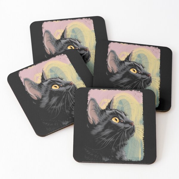 Item preview,  Golden Eyed Gaze Black Cat Portrait Art Japanese Life Style designed and sold by Damcoc.