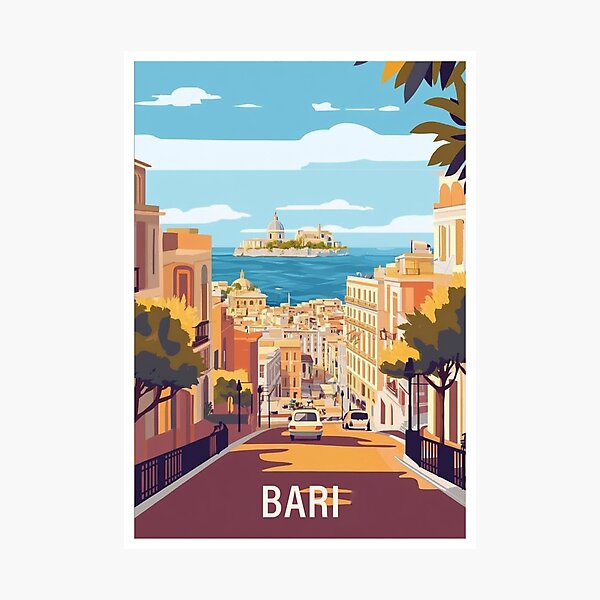 Item preview, Vintage Bari Travel Poster, Retro Italy Wall Art, Wanderlust Souvenir Gift, Perfect Souvenir Gift for Travel Enthusiasts, Italy Wall art for home decor, Bari print. Sticker designed and sold by Thegalleryshop1.