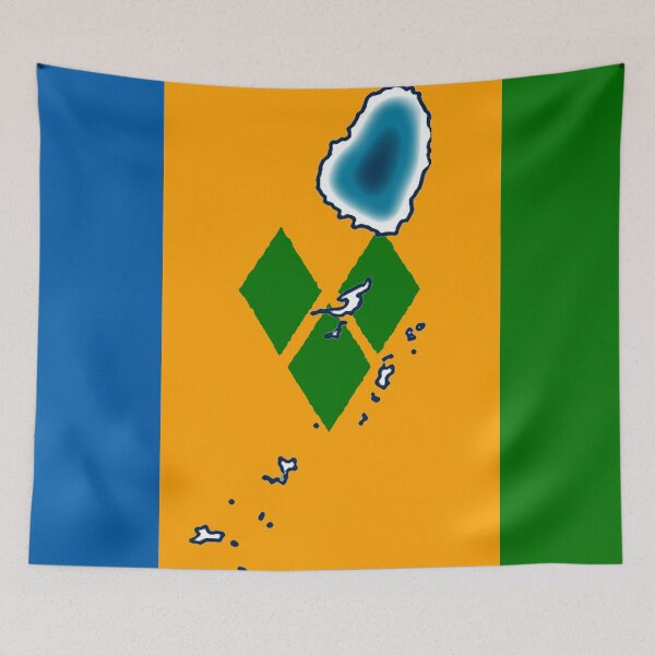 Item preview, St Saint Vincent & the Grenadines Flag with Map  designed and sold by Havocgirl.