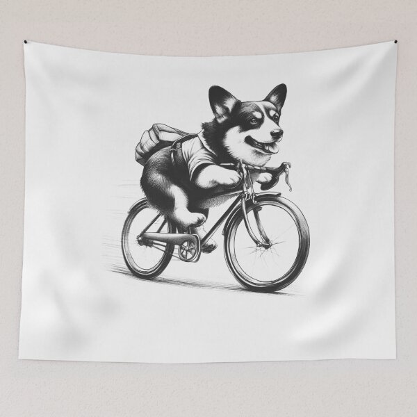 Artikelvorschau, Cardigan Welsh Corgi Reiten Fahrrad entworfen und verkauft von Kimberley King Art  King Art.
