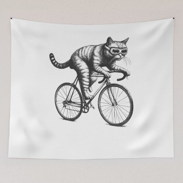 Item preview, Cat Riding Bike 2 designed and sold by Kimberley King Art  King Art.