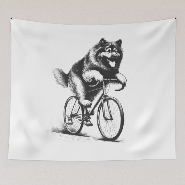 Item preview, Caucasian Shepherd Dog Riding Bike designed and sold by Kimberley King Art  King Art.