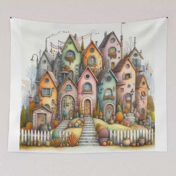 Item preview, Charming Village on a Tranquil Day designed and sold by Beyondnote-Art.