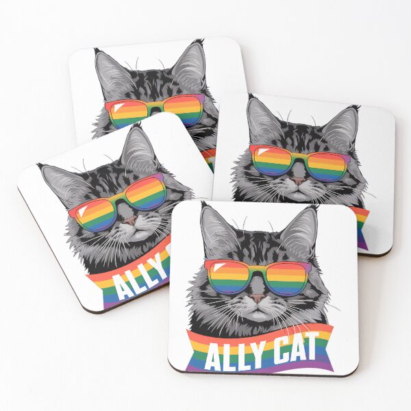 Item preview, Ally Cat Straight LGBT Supporter Gay Pride Ally Rainbow designed and sold by tearbytea.