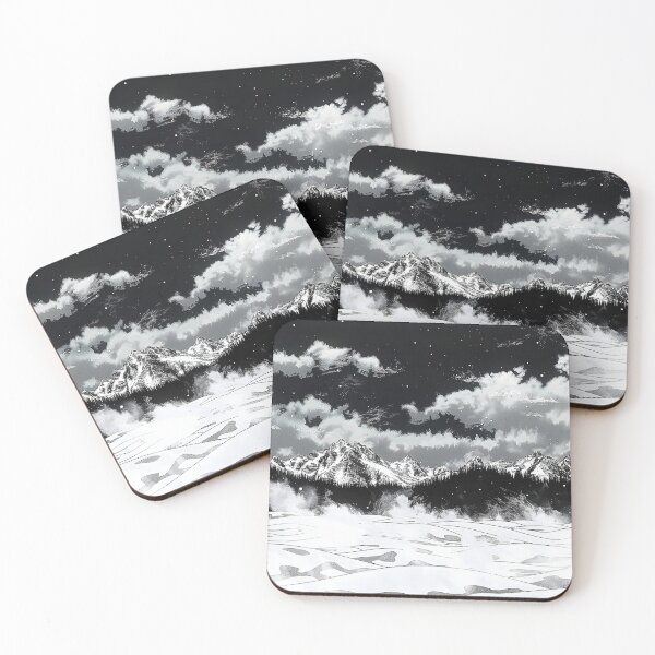 Item preview, snowcapped peaks piercing through a swirling veil of snow. designed and sold by CheerForGoods.