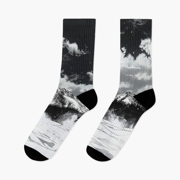 Item preview, snowcapped peaks piercing through a swirling veil of snow. designed and sold by CheerForGoods.