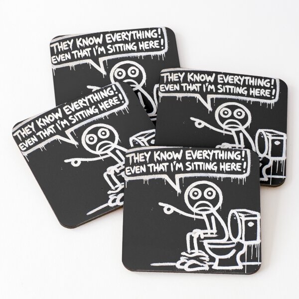 Item preview, They know everything, doodle, humor, restroom philosophy designed and sold by KayUweRott.