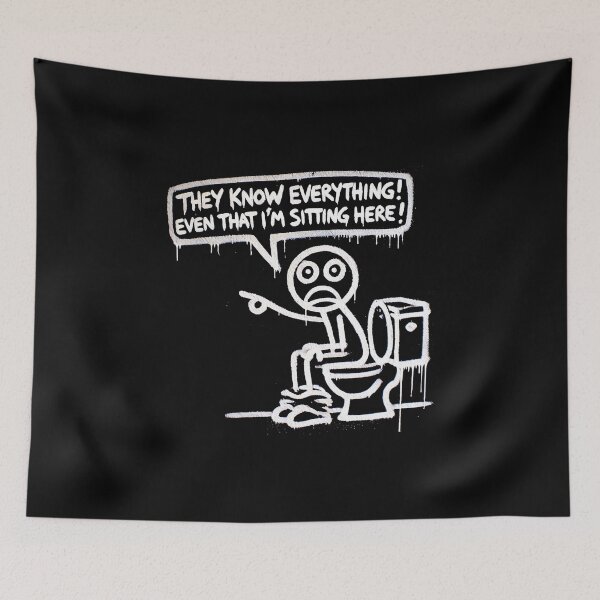 Item preview, They know everything, doodle, humor, restroom philosophy designed and sold by KayUweRott.