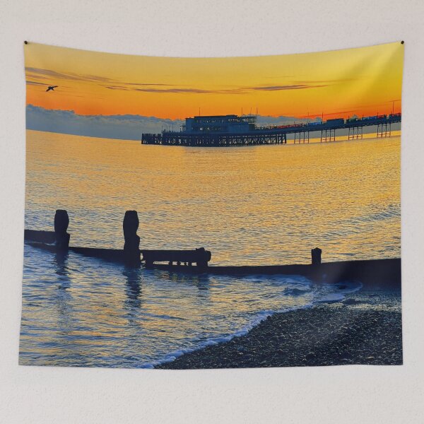 Item preview, Sunset and a pier in Sussex, England designed and sold by Foundry88.