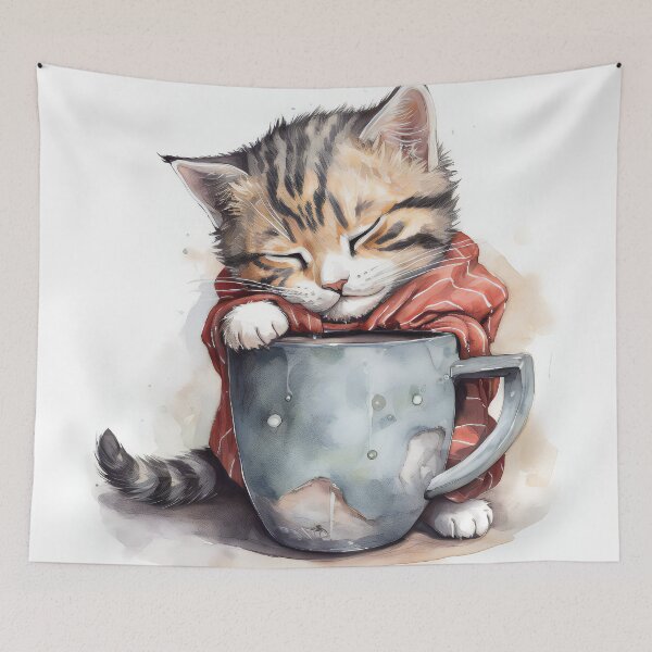 Item preview, Sleepy Kitten & Coffee designed and sold by prettykaler.