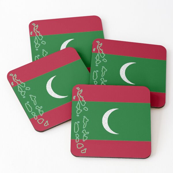 Item preview, Maldive Flag with Map of the Maldive Islands designed and sold by Havocgirl.