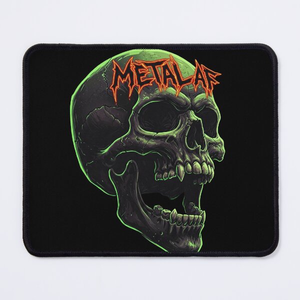Item preview, "Metal AF Skull Sticker - Neon Green Punk Rock Art Print" designed and sold by ethnicdigital.