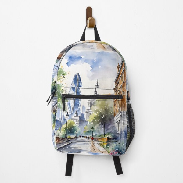 Item preview, Watercolour style London scene, iconic view of London skyline London Eye Big Ben The Shard designed and sold by Coolparrotgirl.