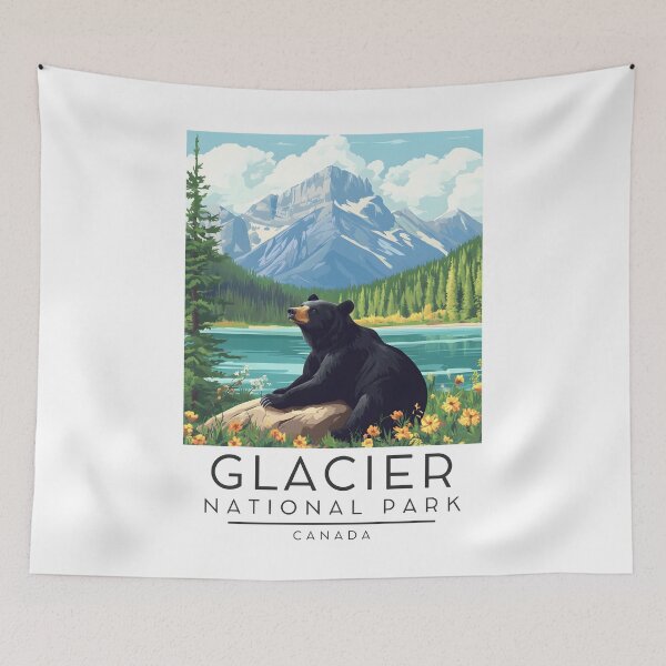 Item preview, A Vintage Illustration of Glacier National Park - Canada  designed and sold by GoodOldVintage.