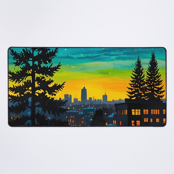 Item preview, Urban Twilight Glow, Dreamy Night Sky, City At Night Urban Nightscape, Oil Painting Cosmic Vibes designed and sold by Kintsugi99.