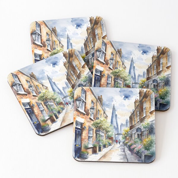 Item preview, Watercolour style London scene, iconic view of London skyline London Eye Big Ben The Shard designed and sold by Coolparrotgirl.