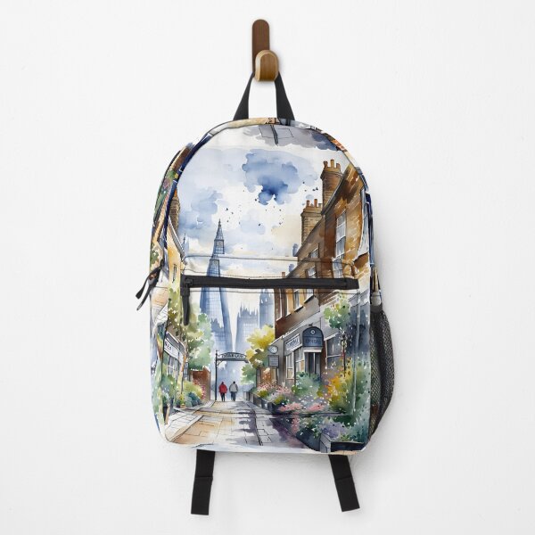 Item preview, Watercolour style London scene, iconic view of London skyline London Eye Big Ben The Shard designed and sold by Coolparrotgirl.