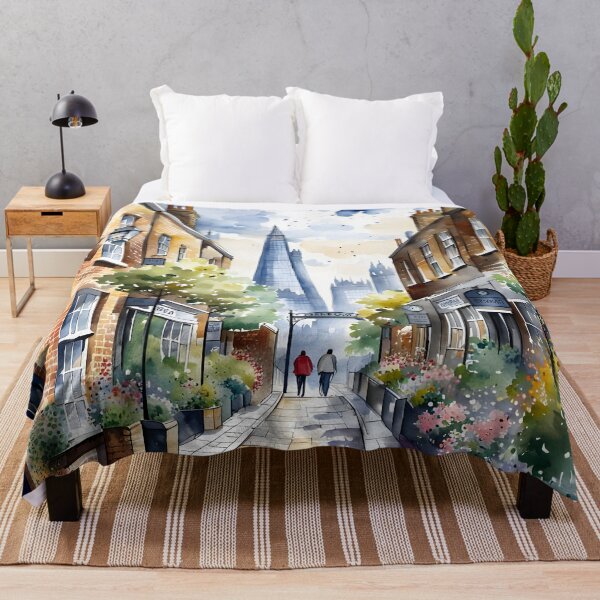Item preview, Watercolour style London scene, iconic view of London skyline London Eye Big Ben The Shard designed and sold by Coolparrotgirl.