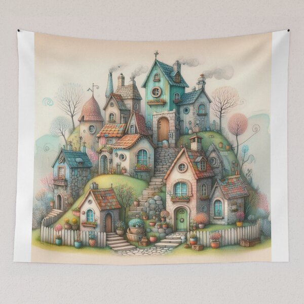 Item preview, Charming Village on a Tranquil Day designed and sold by Beyondnote-Art.