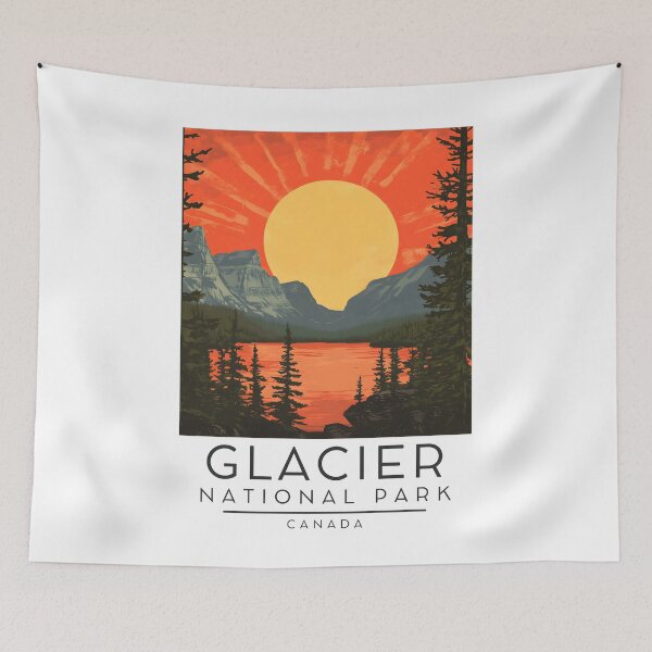 Item preview, A Vintage Illustration of Glacier National Park - Canada  designed and sold by GoodOldVintage.