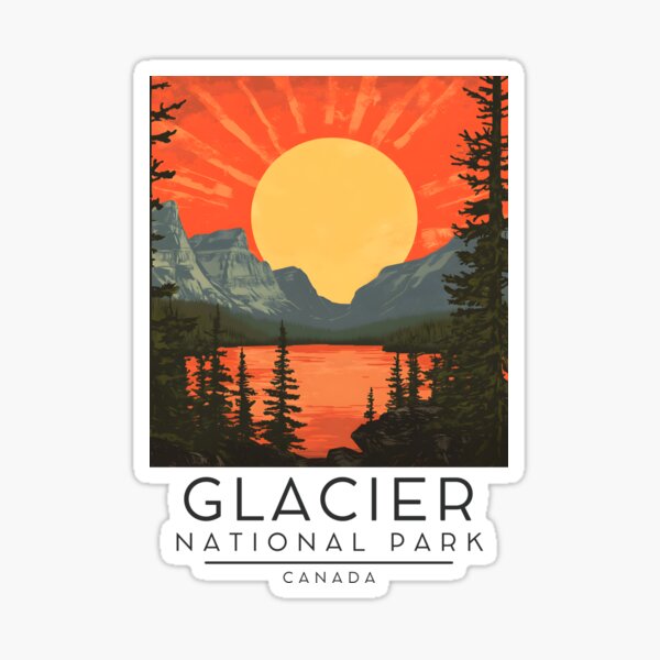 Item preview, A Vintage Illustration of Glacier National Park - Canada  designed and sold by GoodOldVintage.