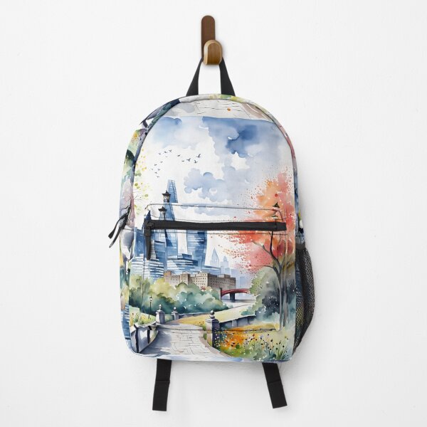 Item preview, Watercolour style London scene, iconic view of London skyline London Eye Big Ben The Shard designed and sold by Coolparrotgirl.