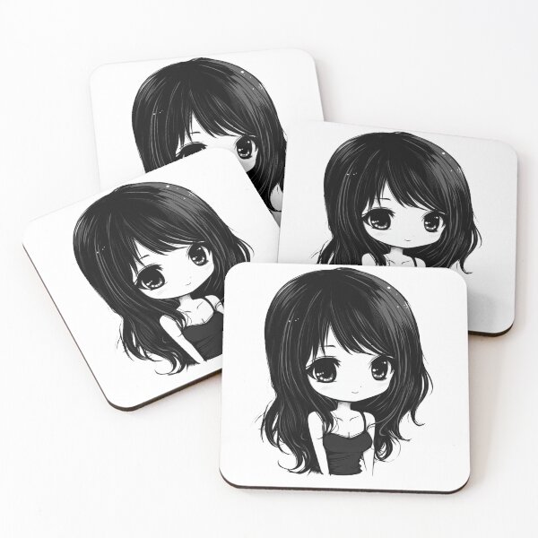 Item preview, Chibi Anime Girl Hand Drawn Black Hair designed and sold by InkDreamMotion.