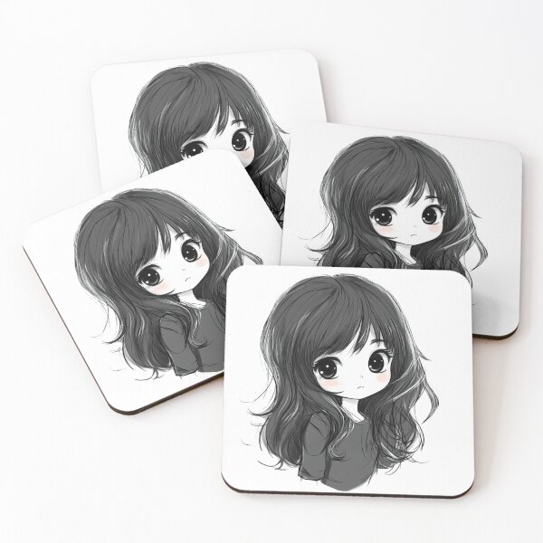 Item preview, Chibi Anime Girl with Dark Hair Hand Drown designed and sold by InkDreamMotion.