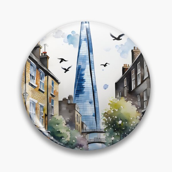 Item preview, Watercolour style London scene, iconic view of London skyline London Eye Big Ben The Shard designed and sold by Coolparrotgirl.