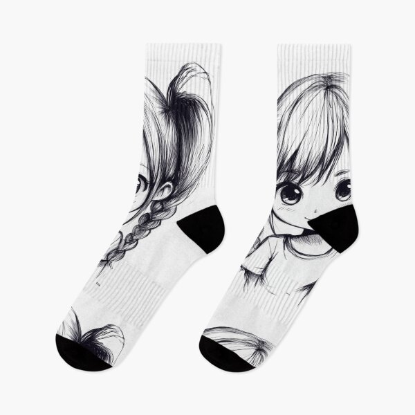 Item preview, Chibi Anime Girl with Ponytails Hand Drawn designed and sold by InkDreamMotion.