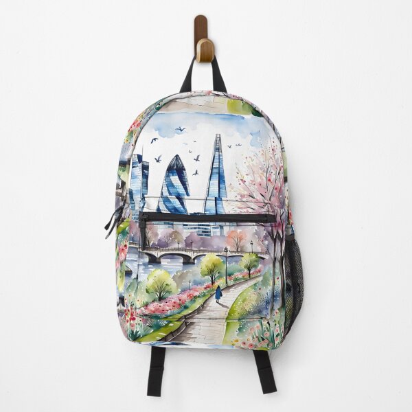 Item preview, Watercolour style London scene, iconic view of London skyline London Eye Big Ben The Shard designed and sold by Coolparrotgirl.