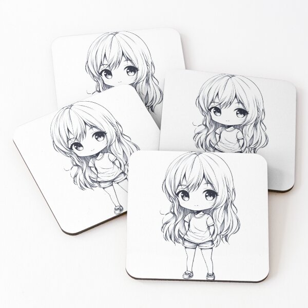 Item preview, Chibi Anime Girl with Long Hair Hand Drawn designed and sold by InkDreamMotion.