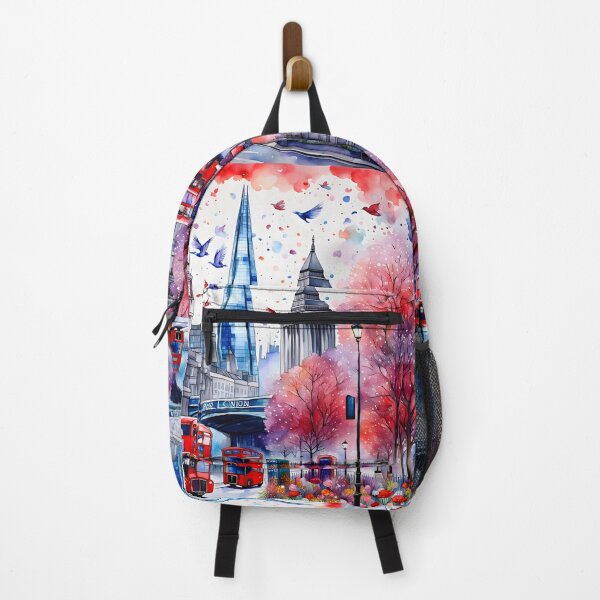 Item preview, Watercolour style London scene, iconic view of London skyline London Eye Big Ben The Shard designed and sold by Coolparrotgirl.