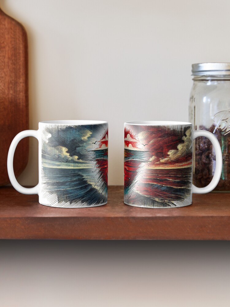 Aperçu 2 sur 6. Mug à café avec l'œuvre Furtif. Modèle N°2. créée et vendue par Vinidal.